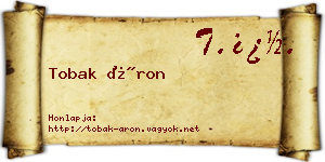 Tobak Áron névjegykártya